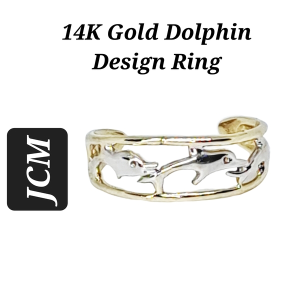 14K Gold Dolphin Design Ring